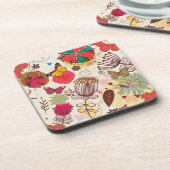 レトロのスタイル4の花パターン コースター (左側)