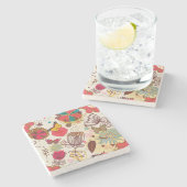 レトロのスタイル4の花パターン ストーンコースター (横)