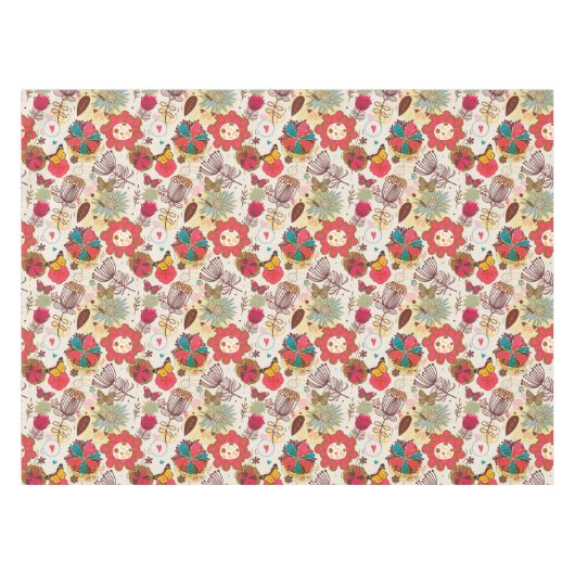 レトロのスタイル4の花パターン テーブルクロス (正面(横))