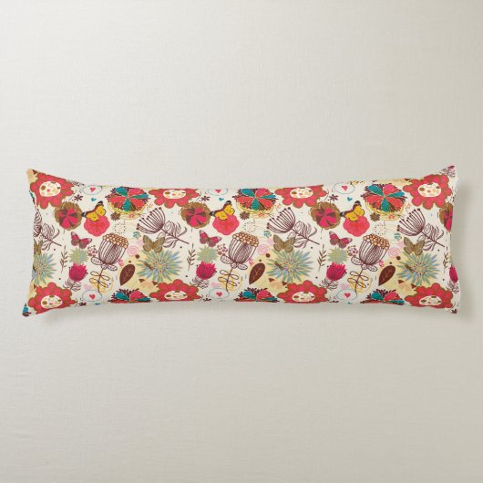 レトロのスタイル4の花パターン ボディピロー (正面)