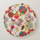 レトロのスタイル4の花パターン ラウンドクッション (裏面)