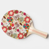 レトロのスタイル4の花パターン 卓球ラケット (横)