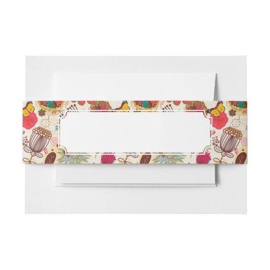 レトロのスタイル4の花パターン 招待状ベリーバンド (正面例)