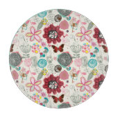 レトロのスタイル5の花パターン カッティングボード (正面)