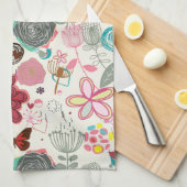 レトロのスタイル5の花パターン キッチンタオル (四つ折り)