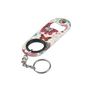 レトロのスタイル5の花パターン キーホルダー栓抜き (裏面アングル)