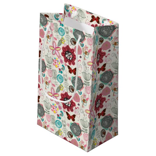 レトロのスタイル5の花パターン スモールペーパーバッグ (裏面アングル)