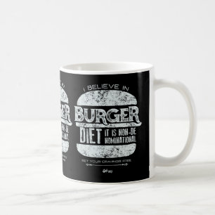 レトロのスタイル: 私はハンバーガーのダイエットで信じます コーヒーマグカップ