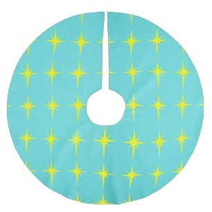 レトロのスターバストのクリスマスツリーのスカート ブラッシュドポリエステルツリースカート