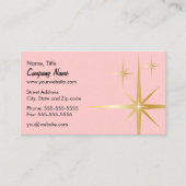 レトロのスターバストの名刺-ピンク 名刺 (正面)