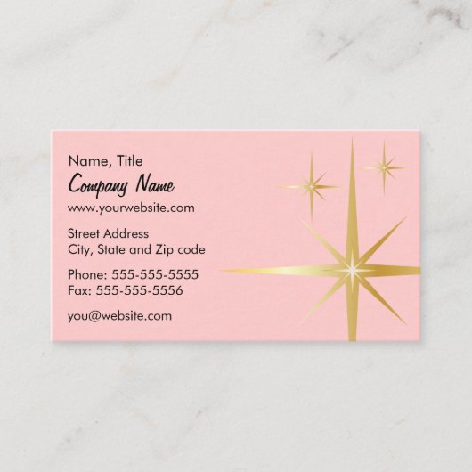 レトロのスターバストの名刺-ピンク 名刺 (正面)