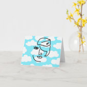 レトロのスチュワーデスのメッセージカード カード (黄色い花)