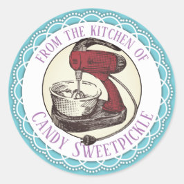 レトロのステッカーのキッチンから赤スタンドミキサー ラウンドシール