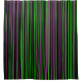 レトロのストライプなライムグリーンの紫色のシャワー・カーテン シャワーカーテン (正面)