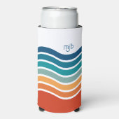 レトロのストライプ波状パターンとモノグラム スリム缶クーラー (Seltzer正面)