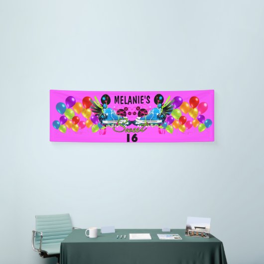 レトロのスニーカーの渦巻の気球の菓子16は名前を加えます 横断幕 (トレードショー)