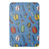 レトロのスーパーヒーローはパターンをからかいます バスマット (正面縦)