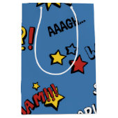 レトロのスーパーヒーローはパターンをからかいます ミディアムペーパーバッグ (正面)