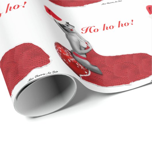 レトロのセクシーなピンナップの女の子の芸術のクリスマスのギフト用包装紙Ho! ラッピングペーパー (ロールコーナー)