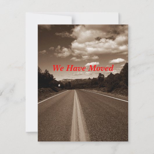 レトロのセピア色のハイウェーの引っ越しました移動発表 案内状 (正面)