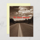 レトロのセピア色のハイウェーの引っ越しました移動発表 案内状 (正面/裏面)