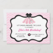 レトロのソックスのホツプのプードルのスカートの誕生日 招待状 (正面)