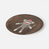 レトロのソックス猿 ペーパープレート (アングル)