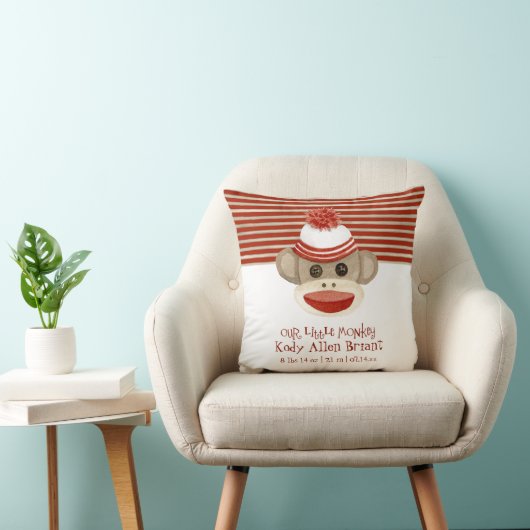 レトロのソックス猿wのストッキング帽子の男の赤ちゃんのギフト クッション (椅子)