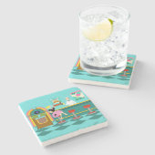 レトロのソーダ・ファウンテンの石のコースター ストーンコースター (横)