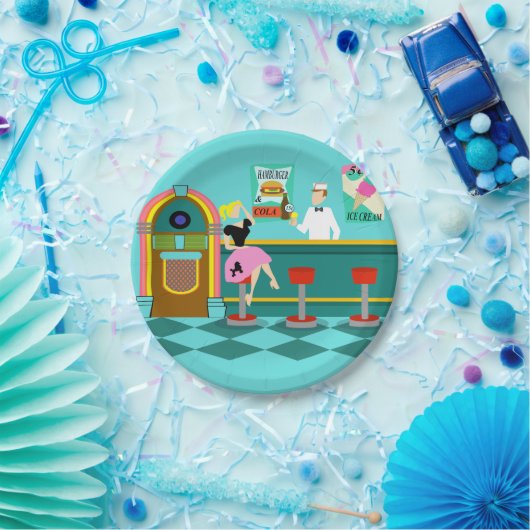 レトロのソーダ・ファウンテンの紙皿 ペーパープレート (パーティー)