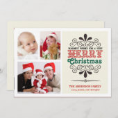 レトロのタイプクリスマスの三写真の平らなカード シーズンカード (正面/裏面)