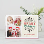 レトロのタイプクリスマスの三写真の平らなカード シーズンカード (スタンド正面)