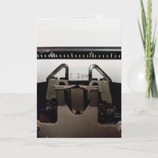 レトロのタイプライターの愛メッセージ カード (正面)