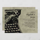 レトロのタイプライターは結婚式招待状を調整します 招待状 (正面/裏面)