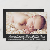 レトロのタイポグラフィ%PIPE%の黒板の誕生の発表 案内状 (正面/裏面)