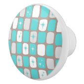 レトロのターコイズのスターバストの陶磁器のノブ セラミックノブ (右)