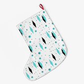 レトロのターコイズのダイヤモンドのクリスマスのストッキング ラージクリスマスストッキング (裏面 (吊り時))