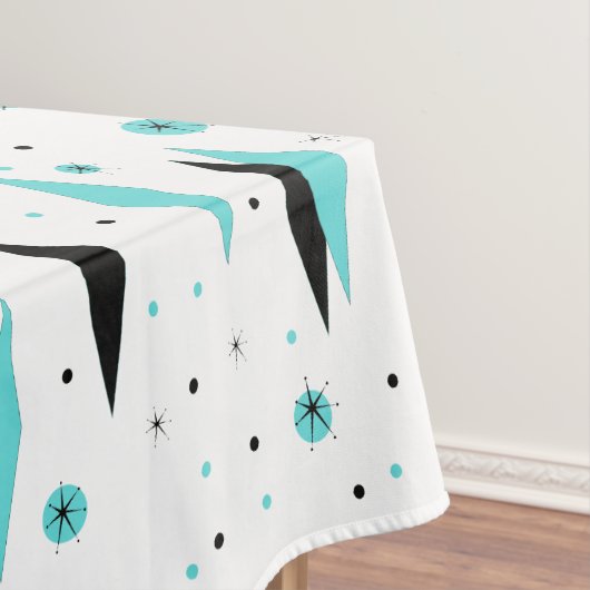レトロのターコイズのダイヤモンド及びスターバストのテーブルクロス テーブルクロス (インサイチュ)