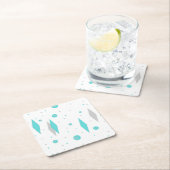 レトロのターコイズのダイヤモンド及びスターバストのペーパーコースター スクエアペーパーコースター (インサイチュ)