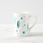 レトロのターコイズのダイヤモンド及びスターバストの中国のマグ ボーンチャイナマグカップ (右)