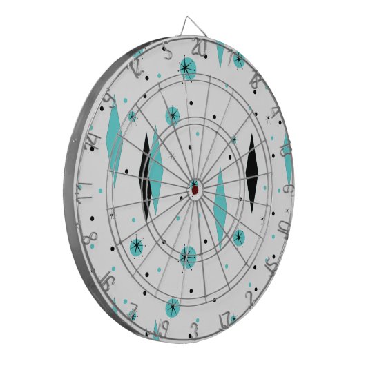 レトロのターコイズのダイヤモンド及びスターバストの投げ矢板 ダーツボード (正面左)