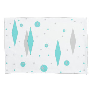 レトロのターコイズのダイヤモンド及びスターバストの枕カバー 枕カバー