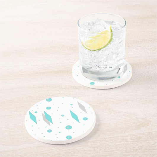 レトロのターコイズのダイヤモンド及びスターバストの石造りのコースター コースター (側面)