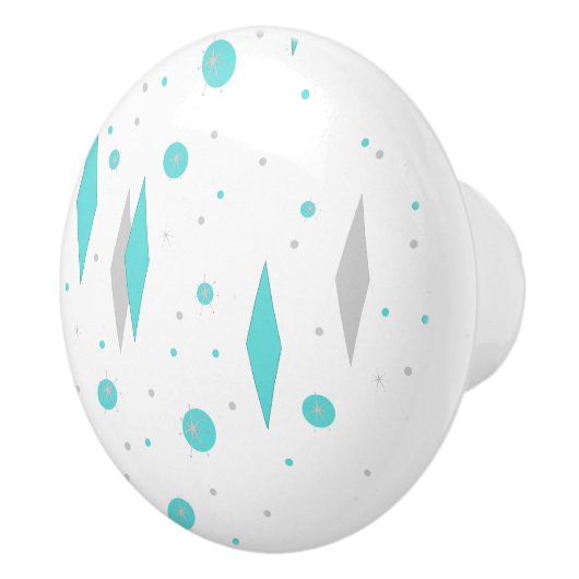 レトロのターコイズのダイヤモンド及びスターバストの陶磁器のノブ セラミックノブ (右)