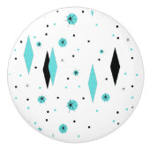 レトロのターコイズのダイヤモンド及びスターバストの陶磁器の引き セラミックノブ (正面)