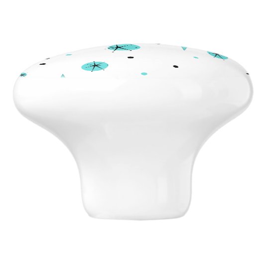 レトロのターコイズのダイヤモンド及びスターバストの陶磁器の引き セラミックノブ (側面)