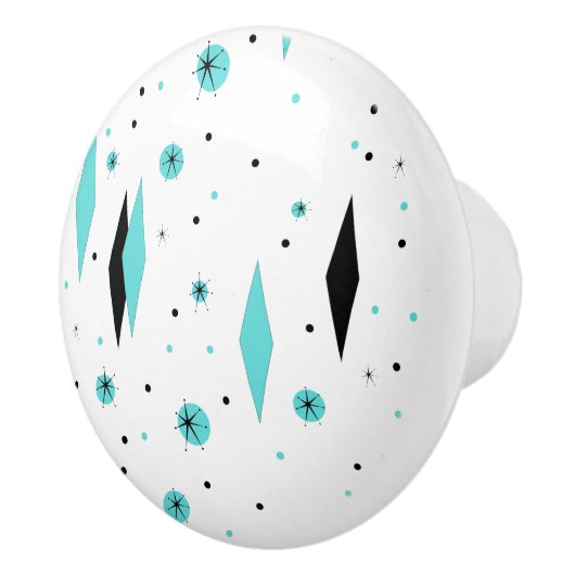 レトロのターコイズのダイヤモンド及びスターバストの陶磁器の引き セラミックノブ (右)