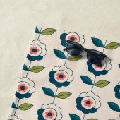 レトロのターコイズの花柄パターン ビーチタオル (インサイチュ)