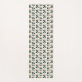 レトロのターコイズの花柄パターン ヨガマット (正面)