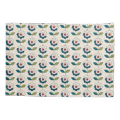 レトロのターコイズの花柄パターン 枕カバー (裏面-左)